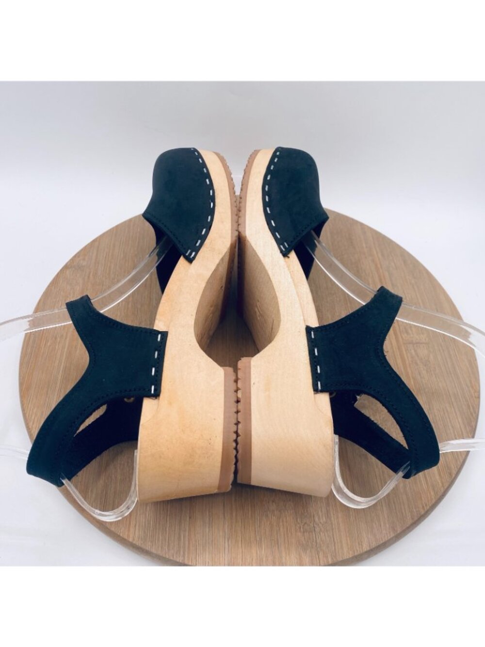 Sandgrens Swedish Wooden Clogs Womens 9 40 Black Leather Mary Jane Handmade - Picture 12 of 12